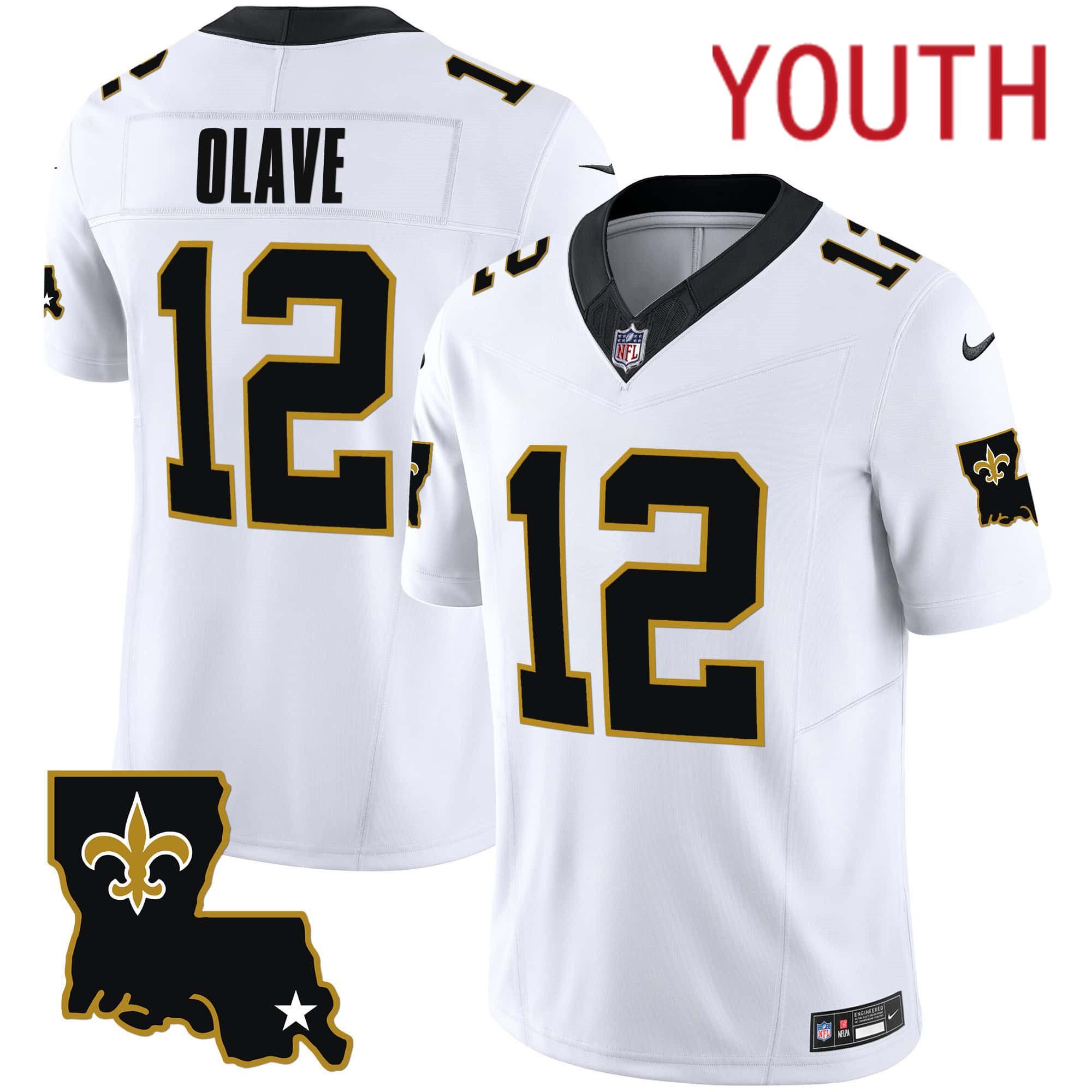 Youth New Orleans Saints #12 Olave White 2024 Nike 1987 Legacy Vapor Limited NFL Jersey->youth nfl jersey->Youth Jersey